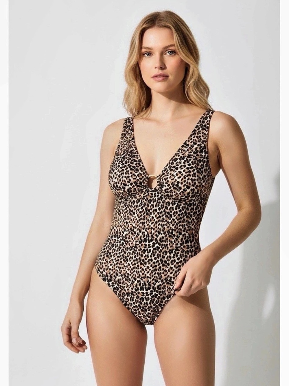 Elegant Leopard Print One Piece Swim Bodysuit